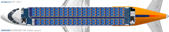 Схема салона самолета Sukhoi superjet 100